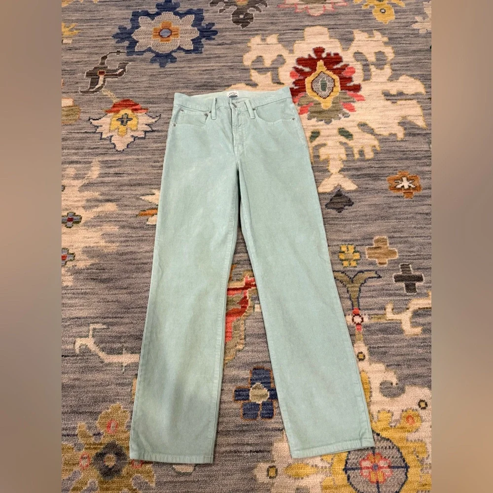 J. Crew Teal Vintage Slim Straight Corduroy Pants green size 27